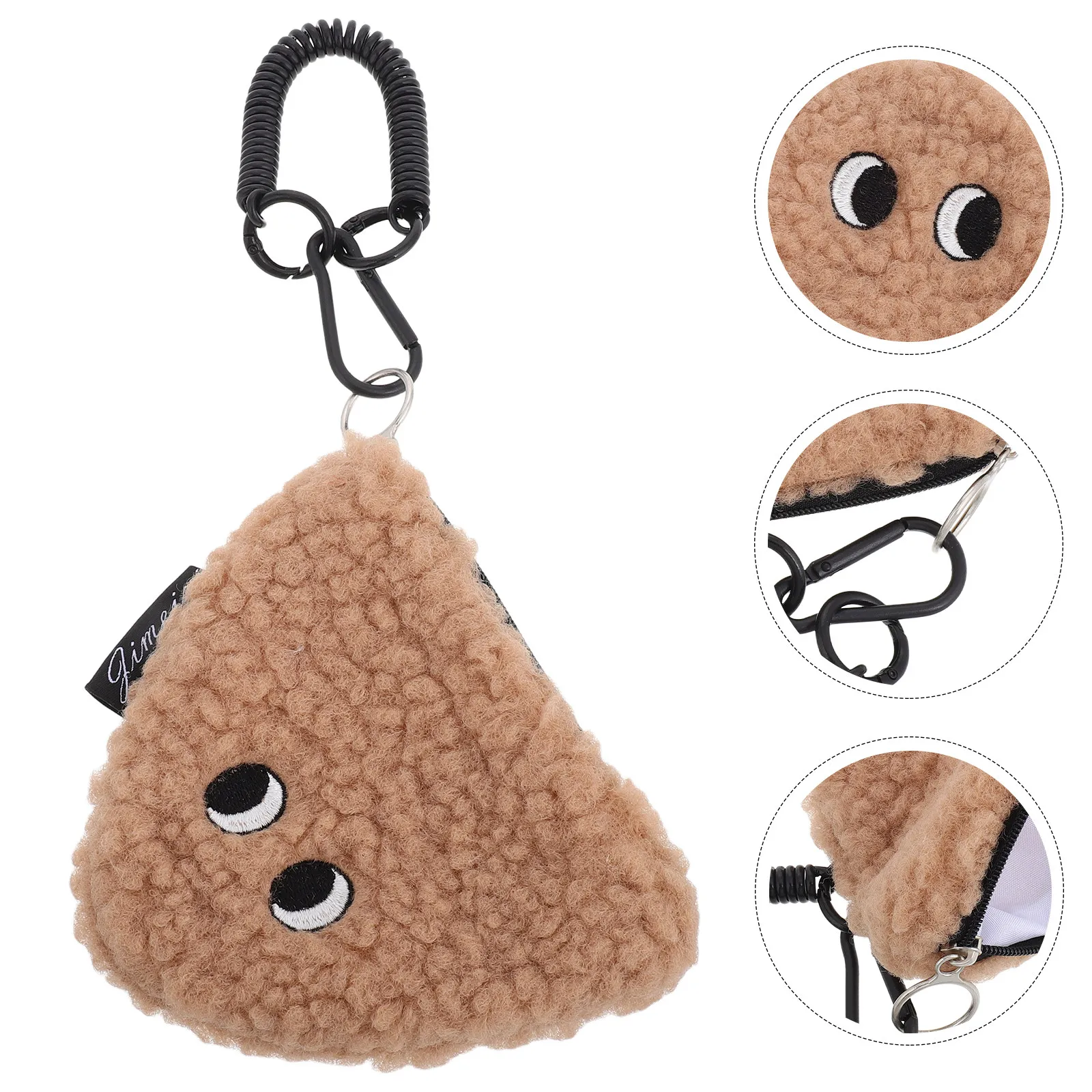 

Маленькая мультяшная монетница-онигири на молнии, мягкий кошелек-брелок, мини-сумка для хранения, милый держатель для мелочи