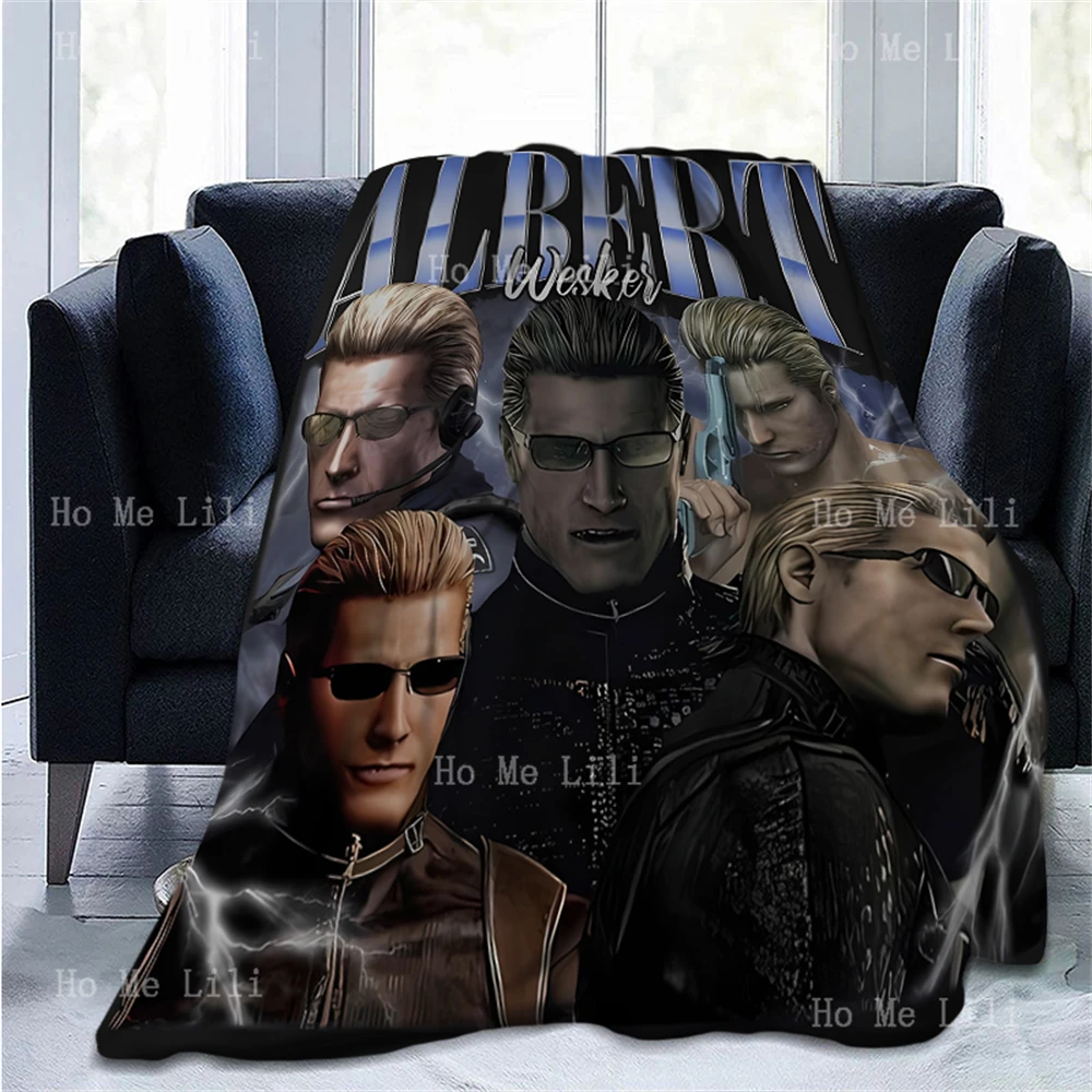 Vintage Albert Wesker RE Video Games Vintage Poster Print Soft Cozy Flannel Blanket Suitable For All Seasons Use