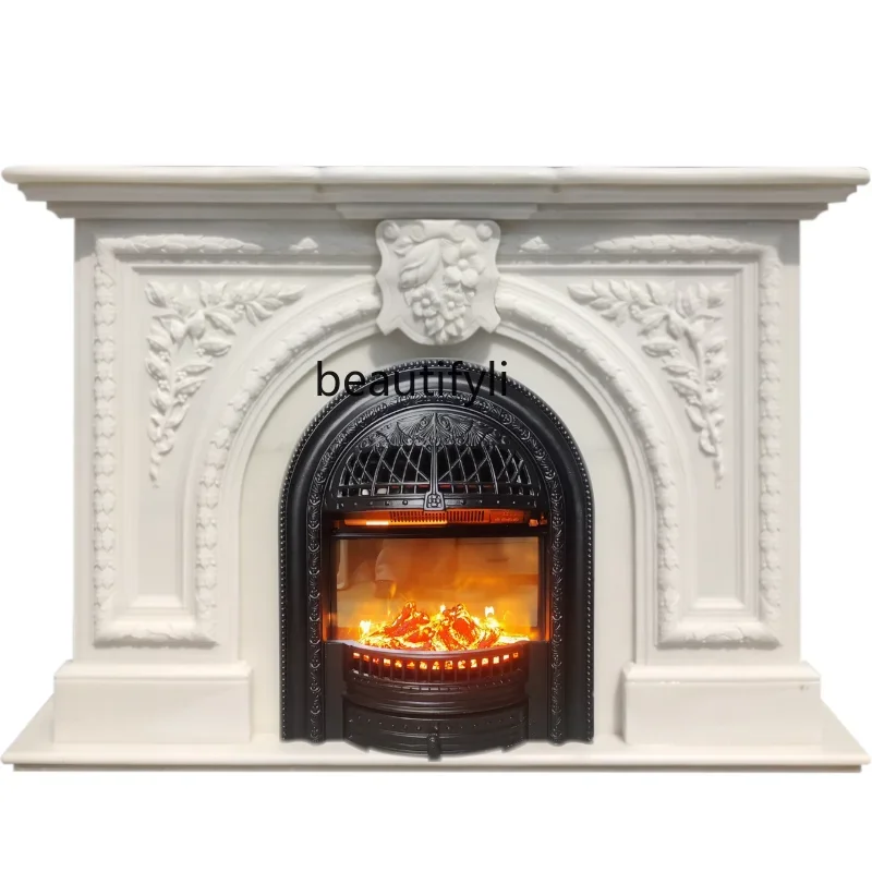 

01A French Fireplace Natural Stone Fireplace Neoclassical Decorative Ornament Arch Fireplace Marble