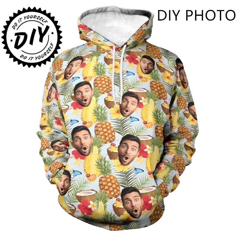 Funny Custom Image 3D Printed Hoodie For Men Clothes Diy Your Photo Sweatshirts Personalized Design Hoody Customized Unisex Tops