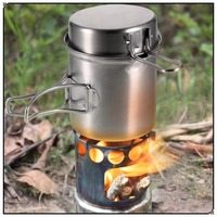 Outdoor 304 Stainless Steel Camping Set Pot Camping Cooker Stainless Steel Pot Wood Stove New