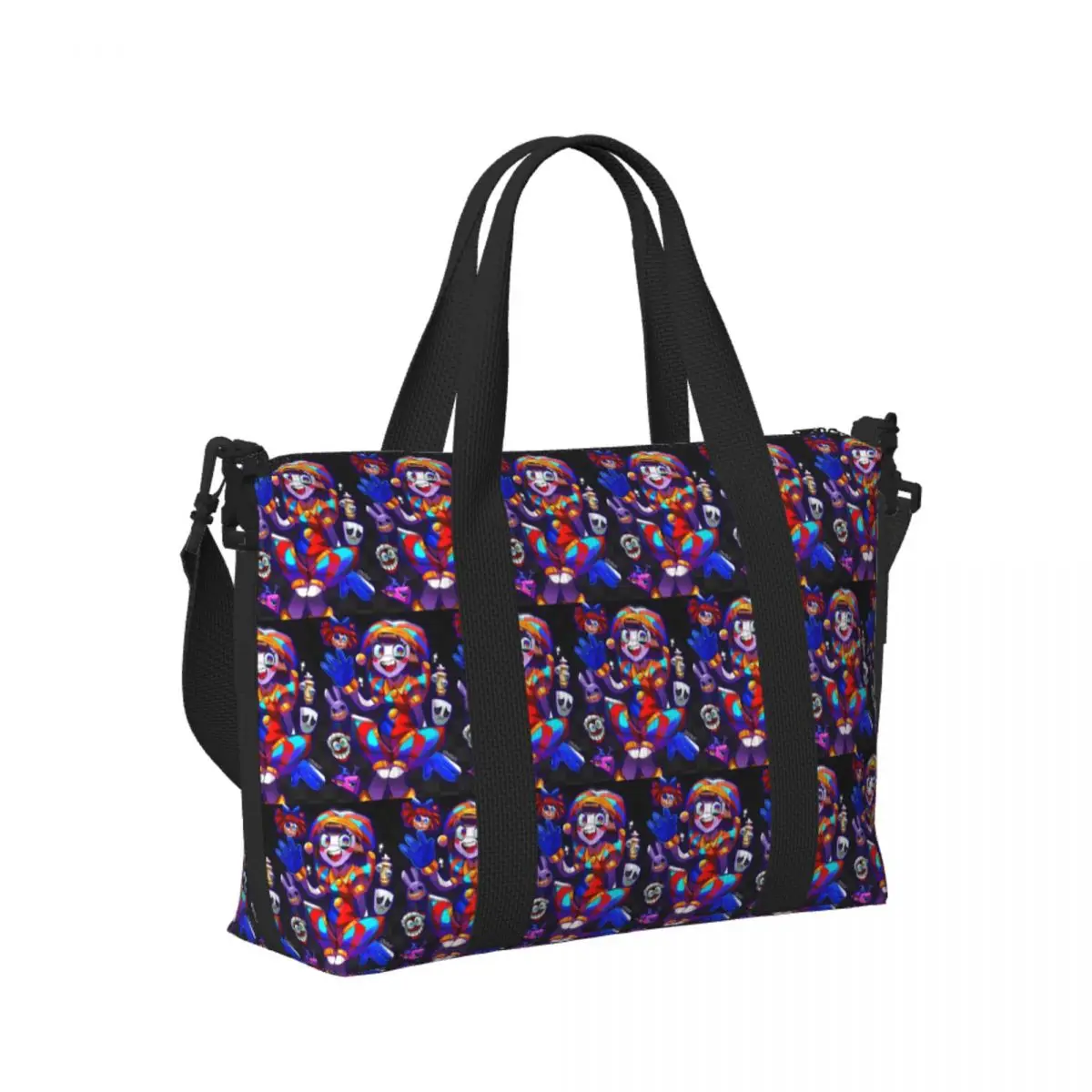

Custom Amazing Digital Circus Beach Travel Bag Large Capacity Tote Bags for Gym Sport Women Shopping Duffle Shoulder Bag