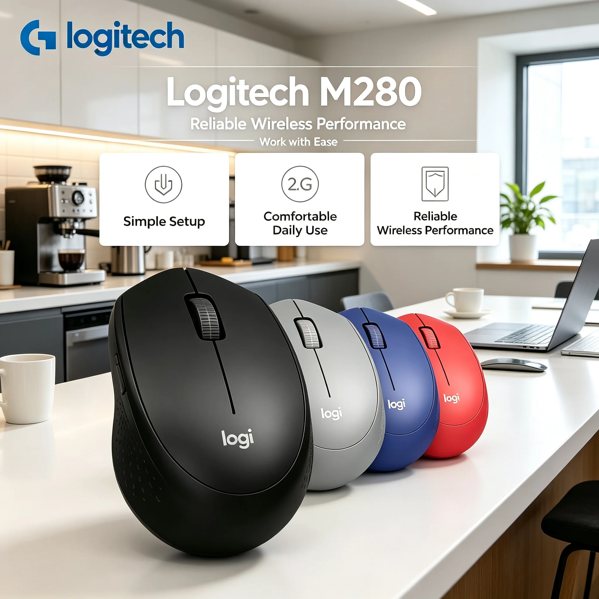Logitech M280 2.4G Wireless Mice Wide System Compatibility Lightweight Office Mouse for PC Mac Notebook