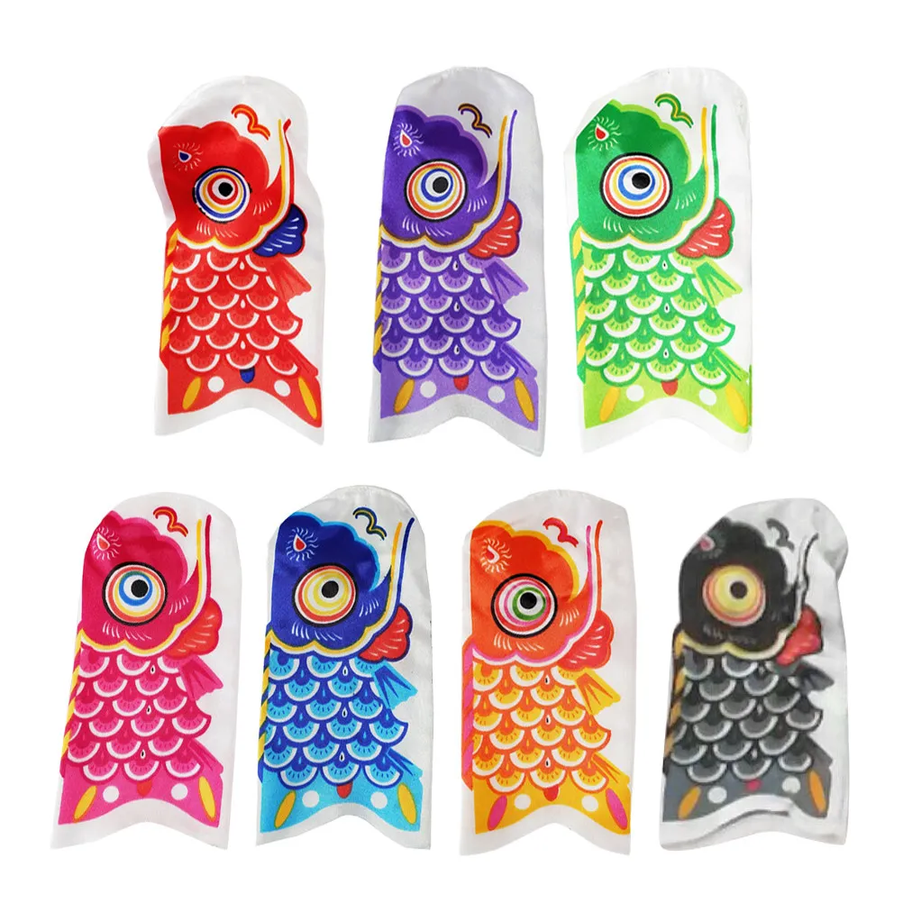 7Pcs Colorful Japanese Koinobori Carp Wind Sock Flag Dye Sublimation Printed Waterproof Outdoor Decoration for 's Day
