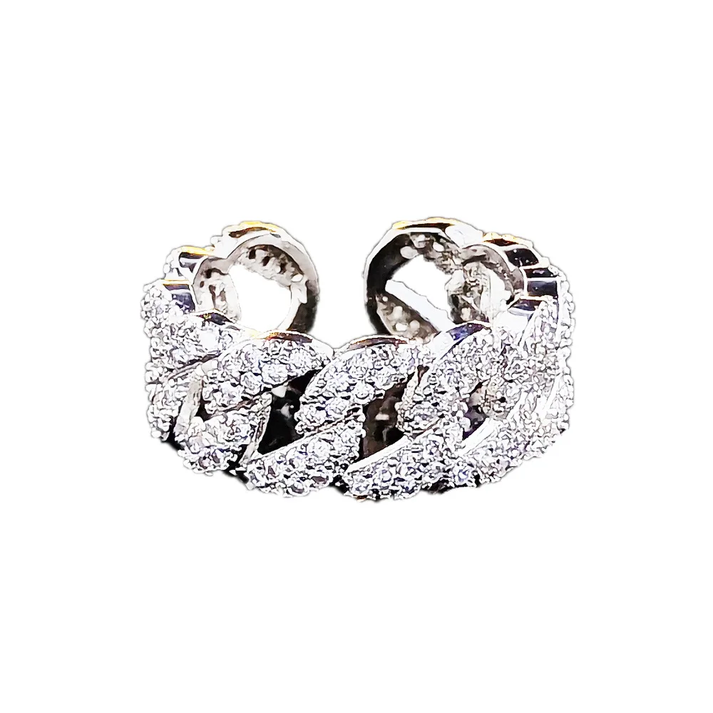 ZAKOL New Trendy Silver Color Chain Open Ring For Women Micro-Intact Zircon Wedding Anniversary Gift Jewelry