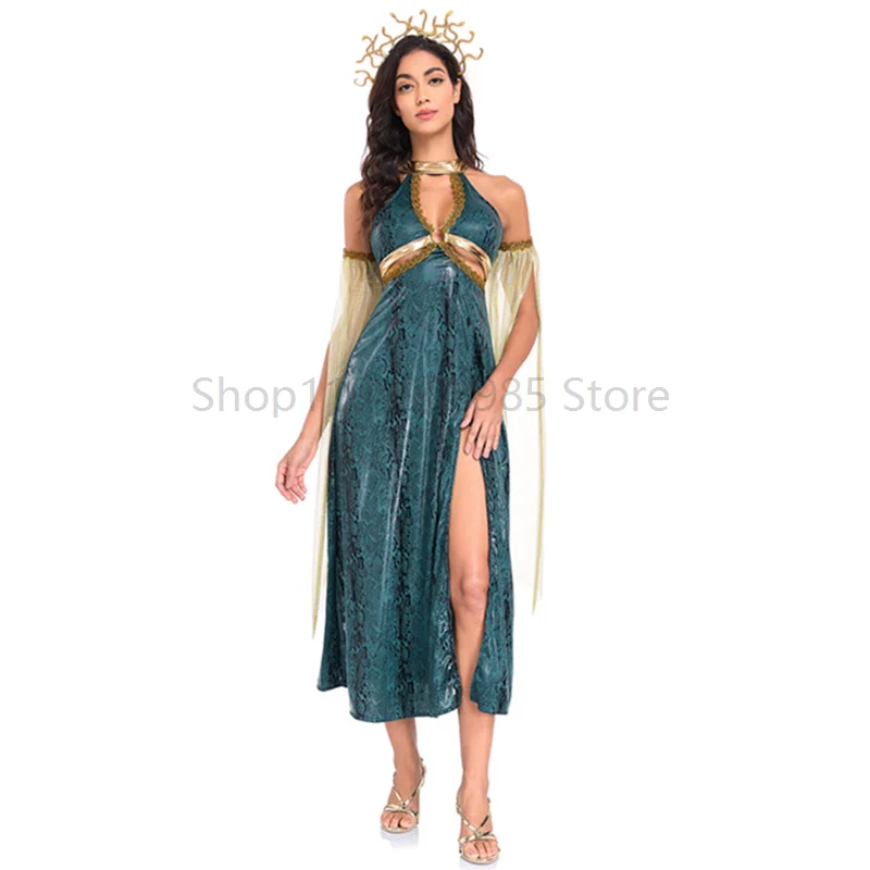 

Halloween Greek Myth Goddess Cosplay Dress Mediaeval Ancient Egypt Roman Witch Egyptian Cleopatra Fancy Costume