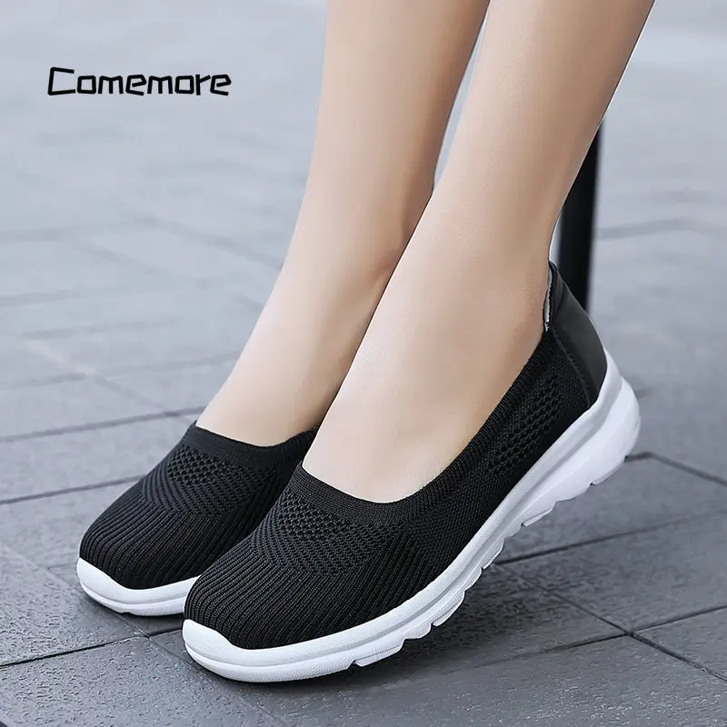 Comemore Breathable Women\'s Ballerinas Casual Flats Women Sneakers Tennis Loafers 42 2023 New Comfortable Summer Shoes for Women