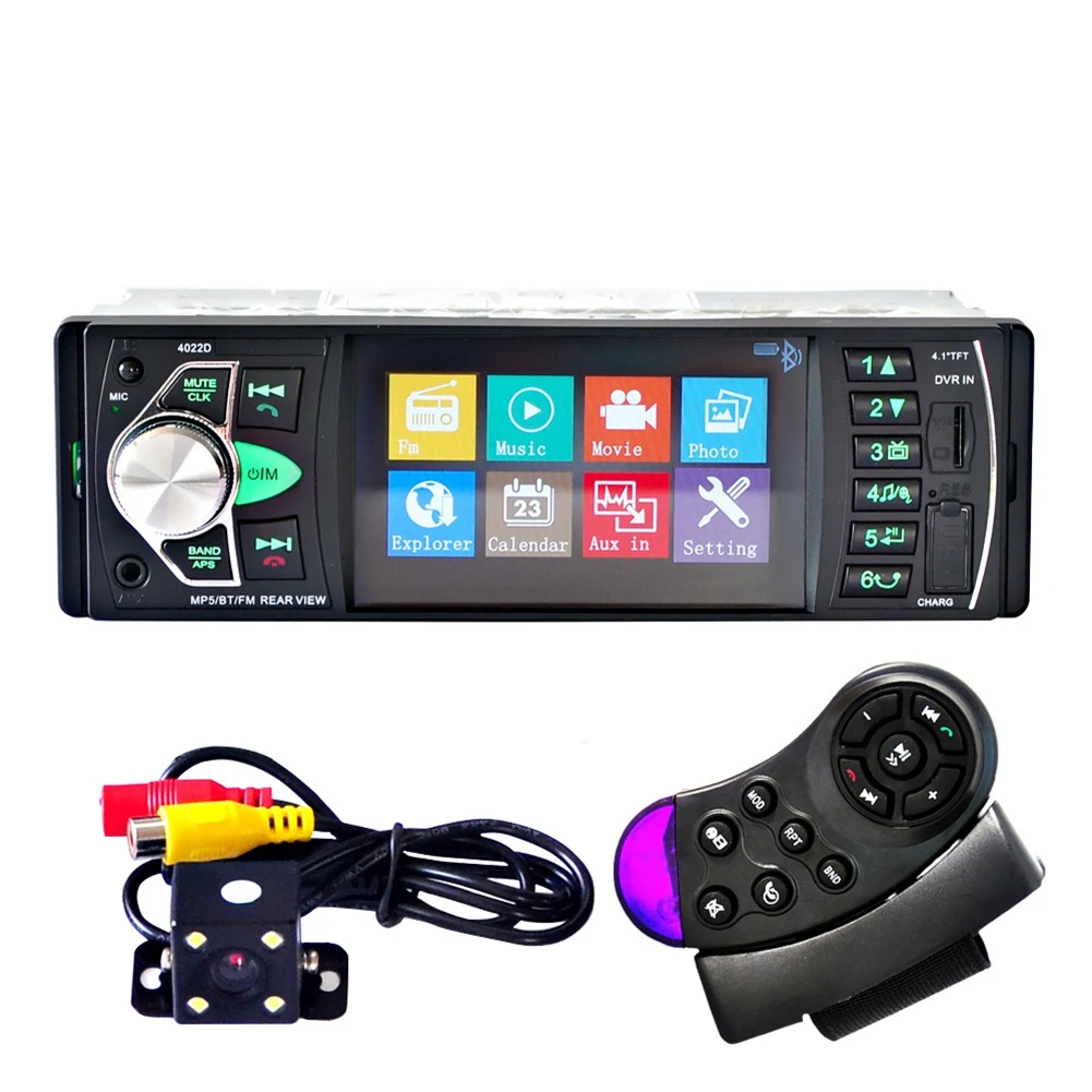 

Car HD 4.1Inch Bluetooth MP5 Player Reversing Screen Radio Player Universal 4022D+Steering Wheel Remote+Reversing