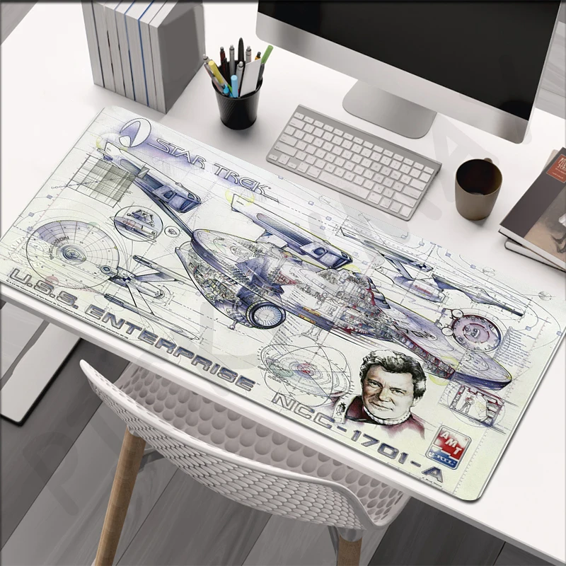 

Mouse Pad Spacecraft Large Gamer Locking Edge Mousepad Keyboard Mat XXXL Mouse Mats 31.4x11.8in Rubber Desk Pad Design Desk Rug