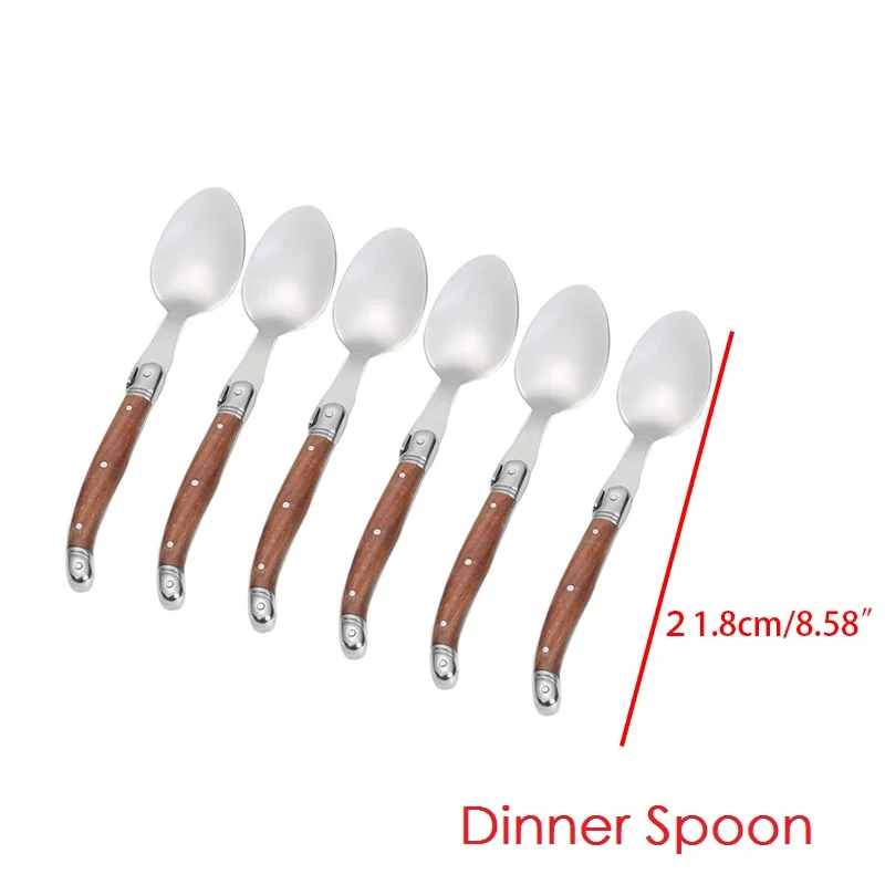 2-10pcs Laguiole Spoon set Tablespoon Dinner Spoons Stainless Steel Soup Spoon Scoop Wood Handle Japan Cutlery Bar 21.8cm 8.5in