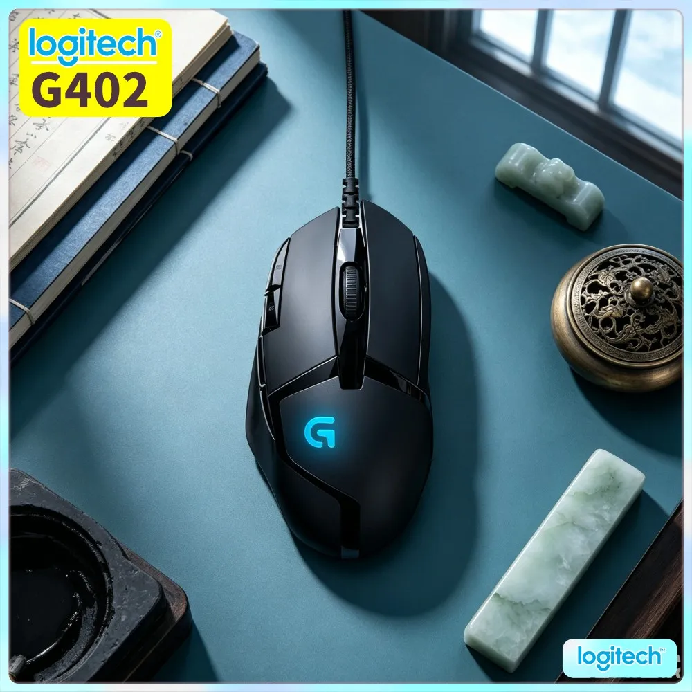 Logitech G402 Hyperion Fury Mouse 500 IPS Tracking 8 Programmable Buttons 4000 DPI 1Ms Response Anti-Slip For Desktop Gamers