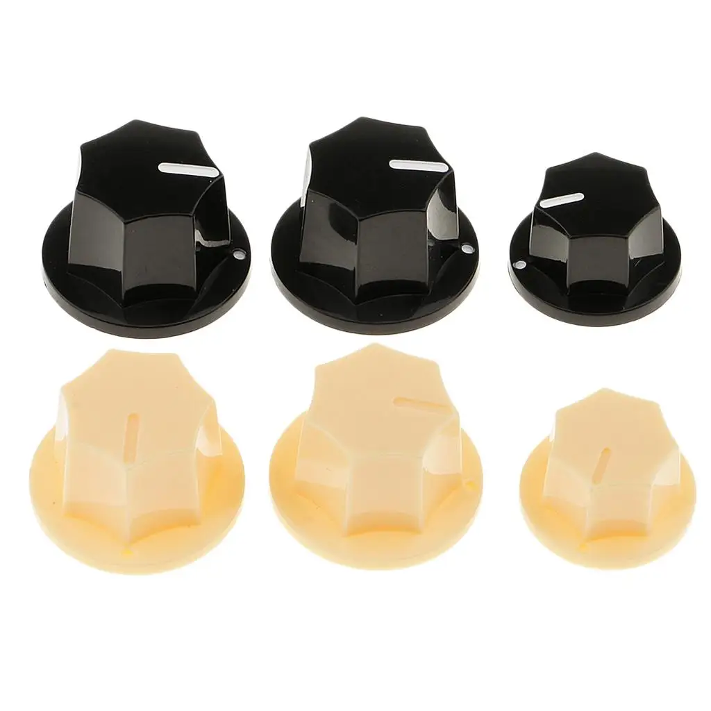 Juego de tres botones de volumen y tono de plástico negro para bajo, para mantenimiento de instrumentos de bajo JB Jazz