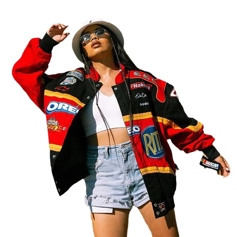 Hot Selling Women\'s Printed Jackets In Spring 2024, Motorcycle Punk Hip-Hop Style Casual Outerwear