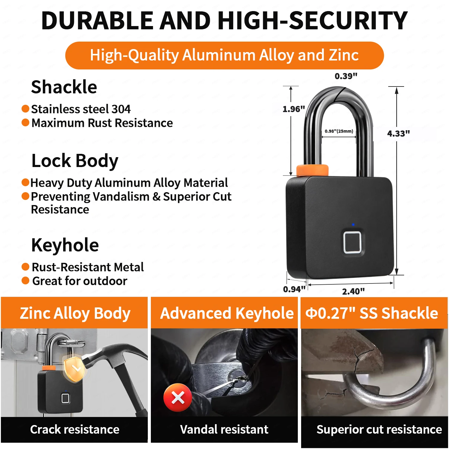 IP67 Waterproof Padlock for outdoor Tuya Fingerprint Smart Padlock Cabinet Lock Cabinet Lock Anti-Theft Bag Luggage Lock