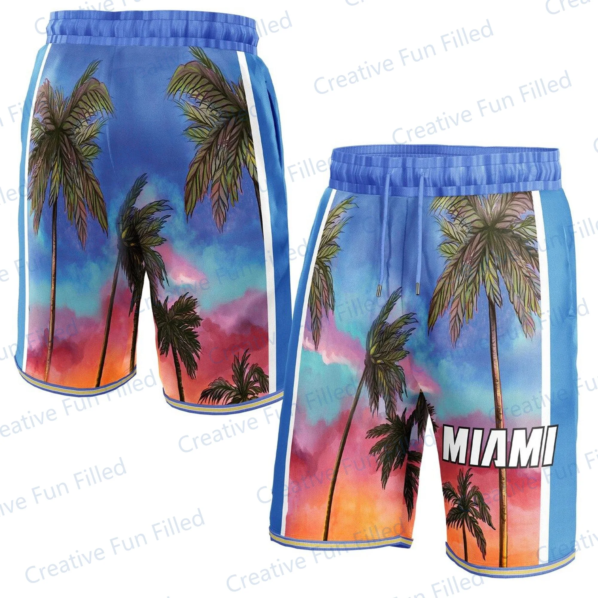 2024 New Arriavl Miami Palm Tree Basketball Edition Vest Fans Kit Special Vacation Jersey Basketball Beach Short For Adult/Kid