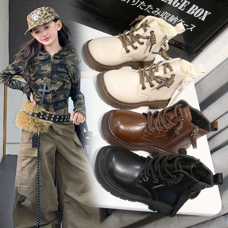

2025 Winter Children's Comfortable Fashion Boots Trend Girls' Boots Thick Bottom Children's Round Head Versatile