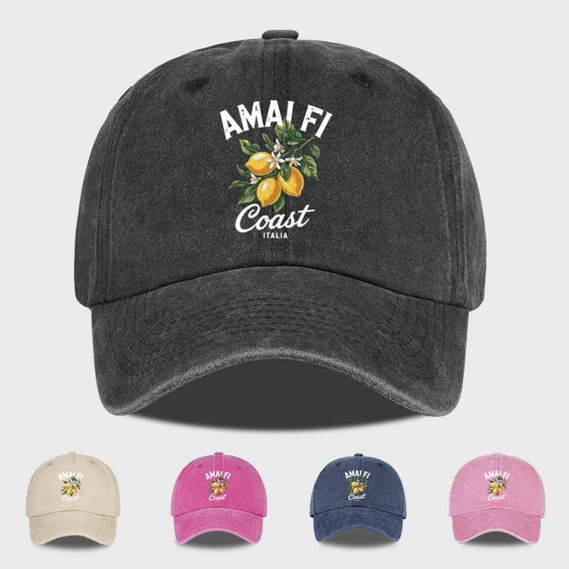 Gorra de Béisbol Vintage con Estampado de Limones de la Costa de Amalfi, Unisex, para Viajes y Uso Casual, Versátil, Perfecta para Vacaciones y Viajes