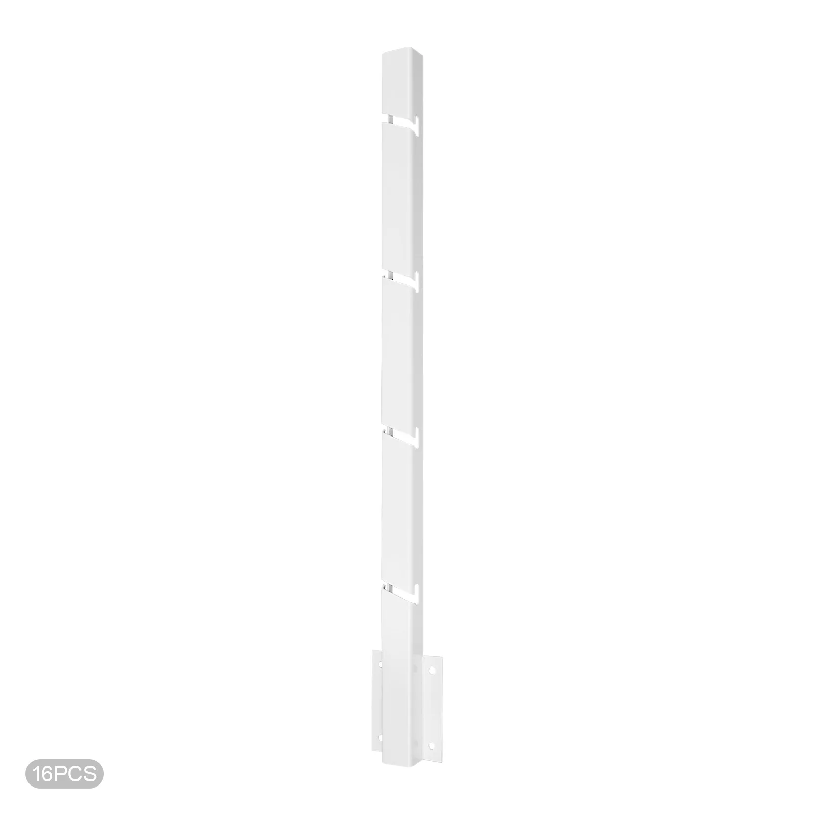 16PCS White Fence Post Extender Steel Rectangle Fence Post Extenders Outdoor Fence Wire Mesh Extension Arms Multiple Openings
