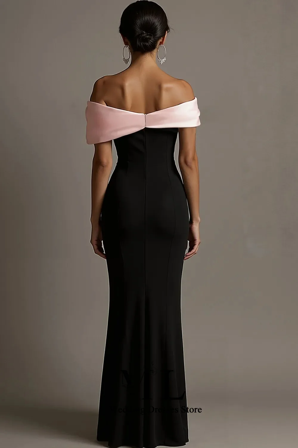 ML Elegant Contrast Color Off the Shoulder Mermaid Evening Dresses Floor Length Pleated Prom Gown Vestidos De Fiesta Noch