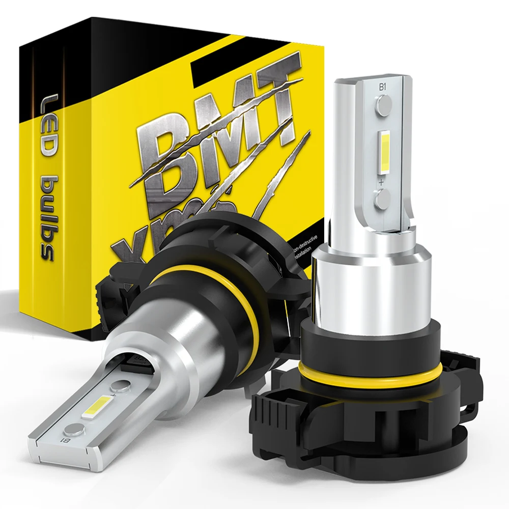 BMTxms-Lâmpadas de nevoeiro LED para carro, condução automática, luzes de circulação, lâmpada DRL, 12V, 6000K, branco, 3000K, amarelo, 2PCs, 5202, H16, UE, PSX24W