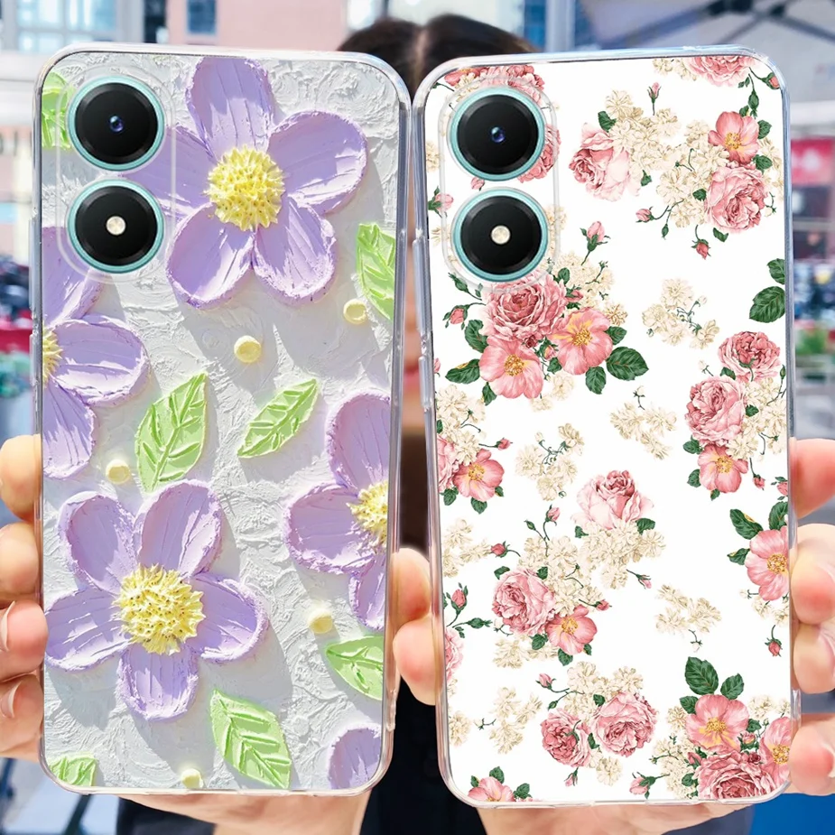 For Vivo Y02s Case V2203 Cute Painted Cover Clear Silicone Soft TPU Phone Case For Vivo Y02s Y 02 s VivoY02s Fundas 6.51'' Shell