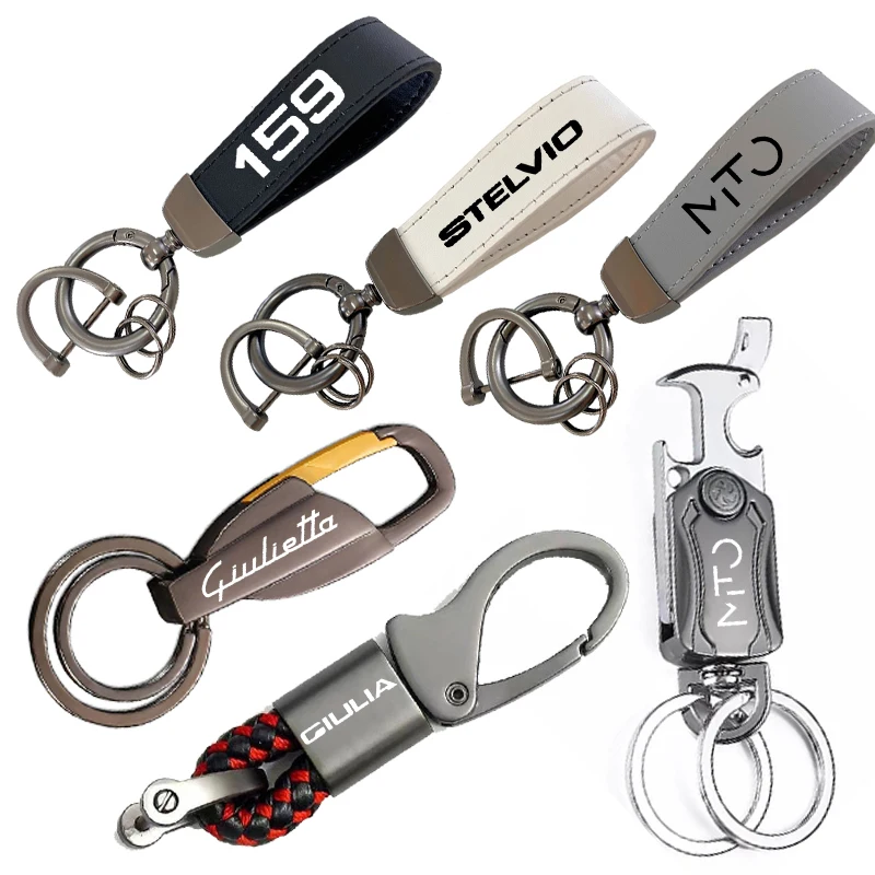 For alfa romeo 156 159 Giulia Giulietta MITO Stelvio 147 Favorit Multifunctional  keychain leather keychain metal gift