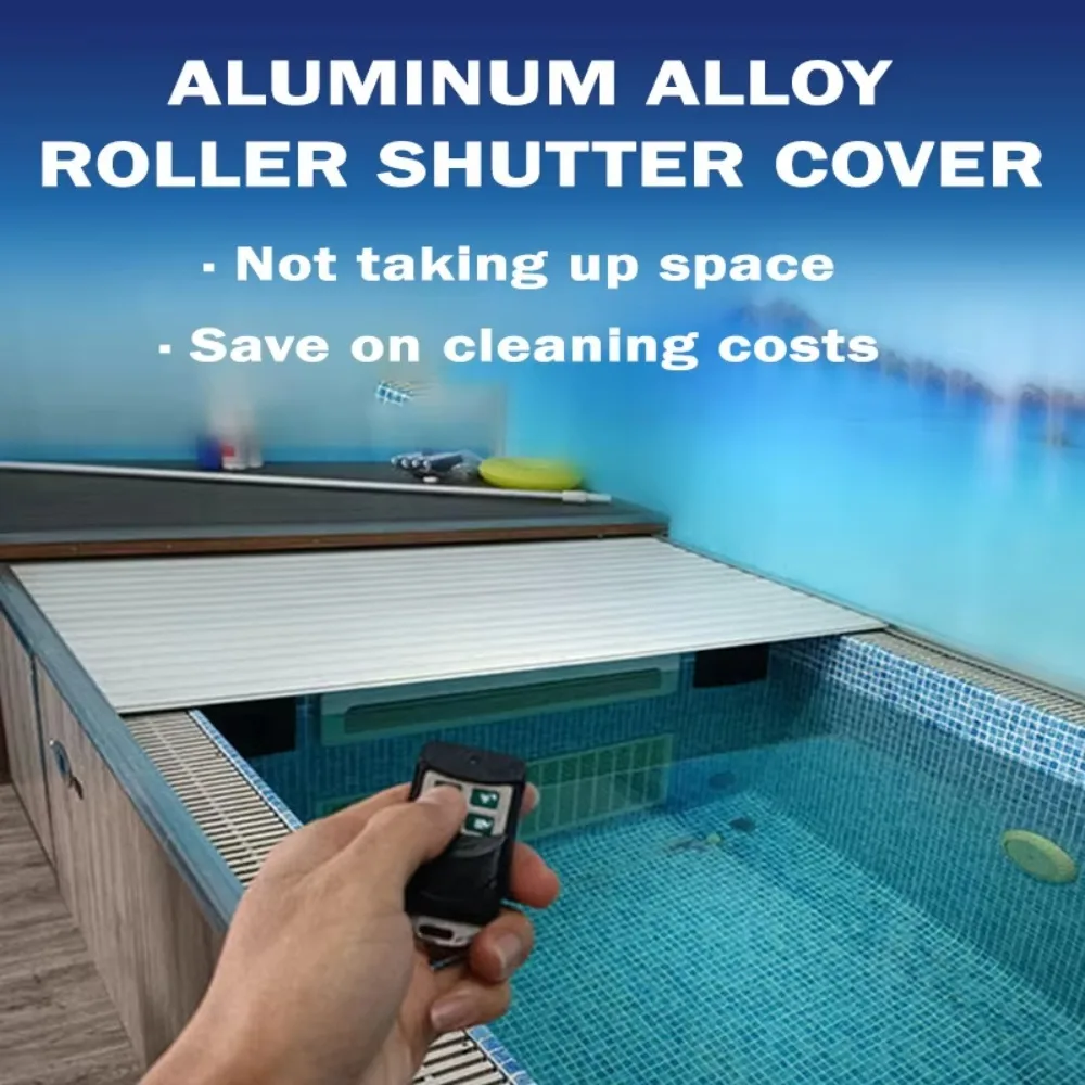 Automatic Electric Aluminum Slat Pool Cover, UV Protection Insulated Retractable Swimming Pool Thermal Blanket