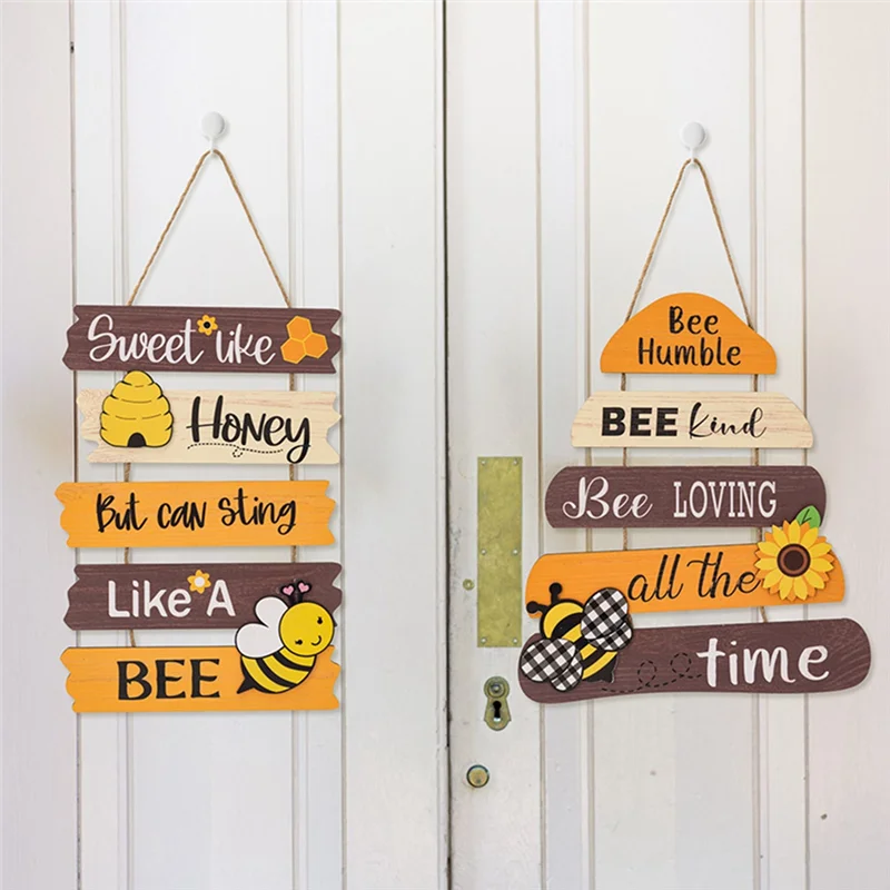 Top Sale Type B Home Door Decoration, Bee Kindness Bee Happy Thanksgiving Bee Welcome Sign Front Door Decoration Easy Install