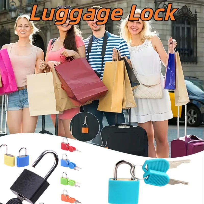1/6pcs Mini Strong Steel Padlock Coloured Travel Luggage Anti-Theft Locks with 2 Keys for Suitcase Drawer Lock Luggage Case