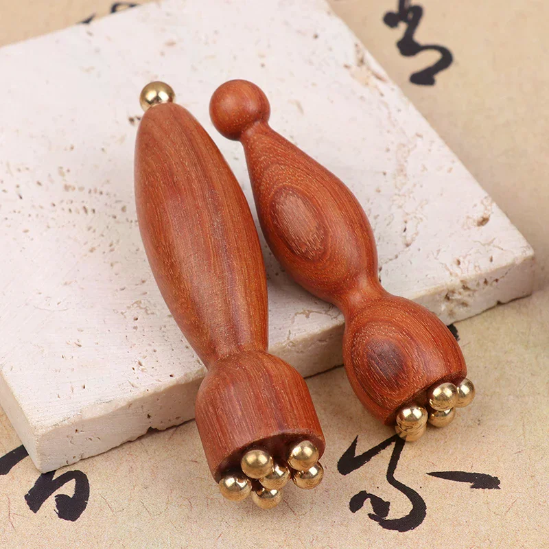 Handheld Lotus Seedpod Beauty Professional Brass & Rosewood Facial Gua Sha Tool Eye Relaxation Spot Meridians Acupoint Massage