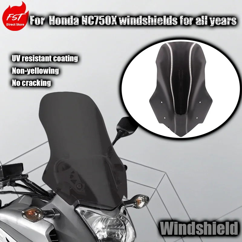 

For NC750X All-Year Windshield Heightened Front Windshield Deflector Windshield Windproof Glass