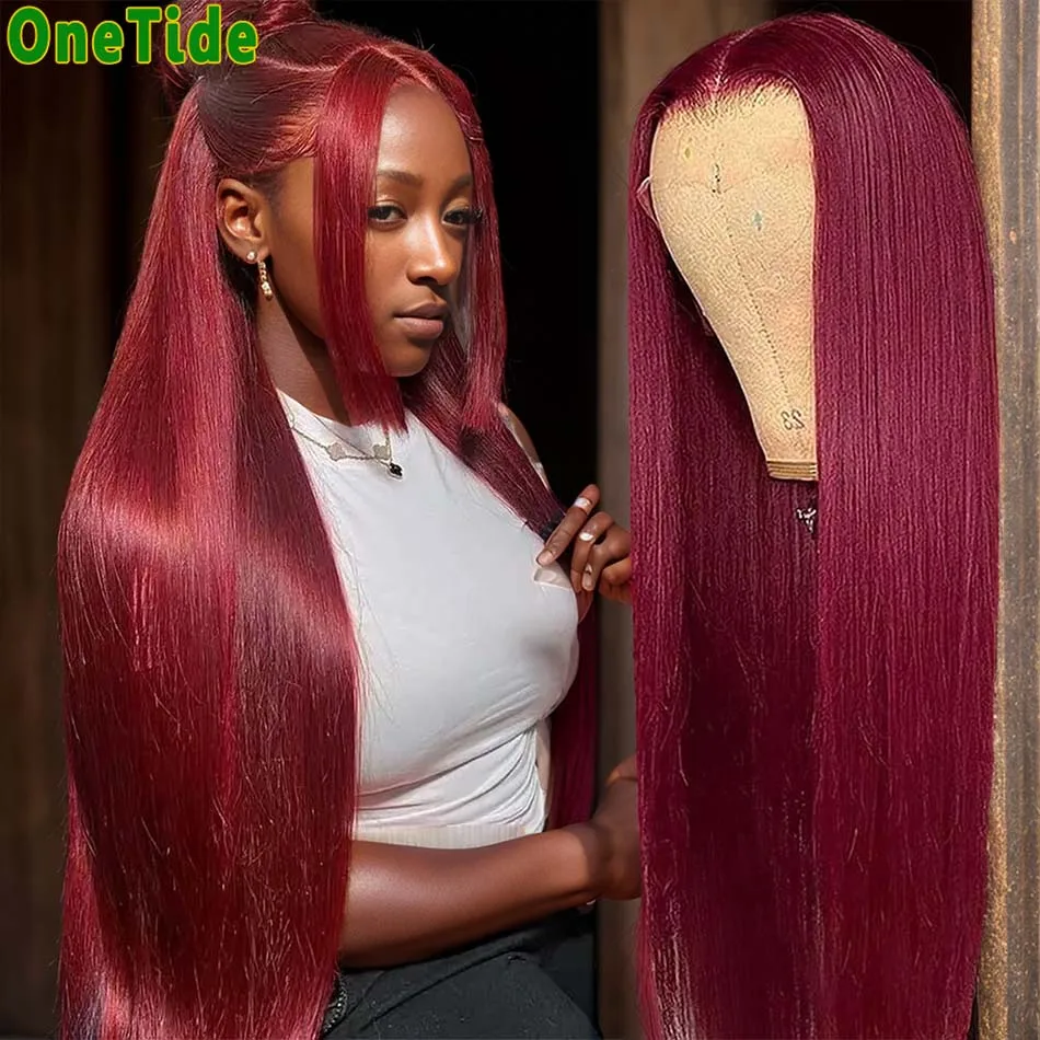 

Burgundy Lace Front Human Hair Wigs Straight 99J Colored 13x4 HD Lace Frontal 12A Human Hair Wig Brazilian Wigs For Women