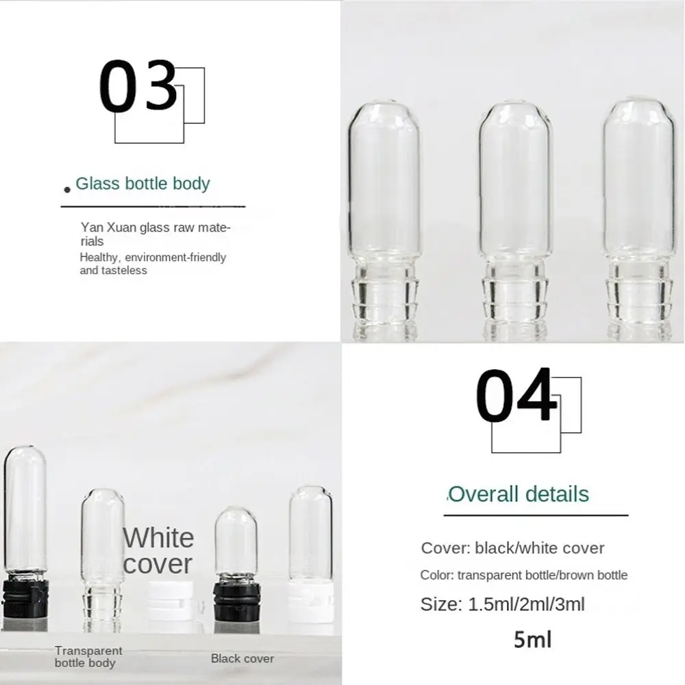 Mit Kappe Ätherisches Öl Flasche Pulver Feste Lagerung Glas Reagenzglas Runde Boden Flasche Flasche Mini Nachfüllbare Flasche