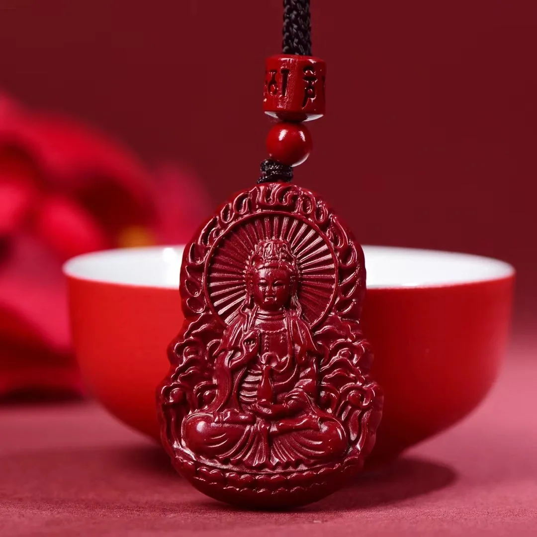 Autentico ciondolo di gioielli con ciondolo cinabro originale naturale cinabro Guanyin