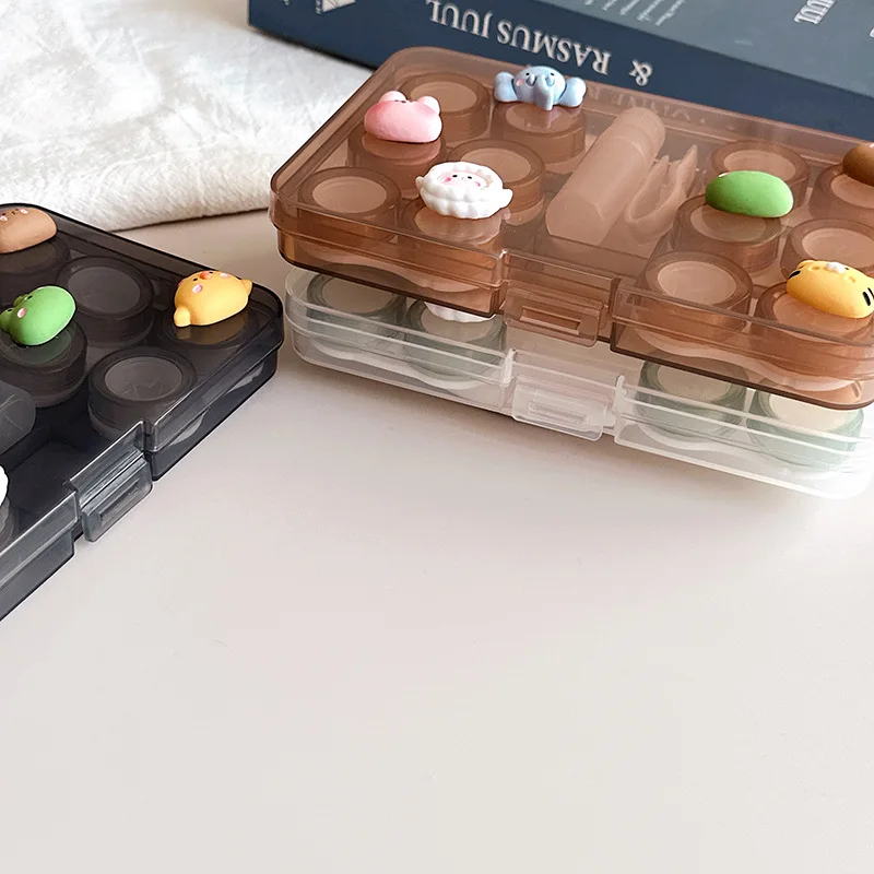 Diy Contact Lens Case Multi Compartment Contact Partner Box Double Lens Box Pvc Material Contact Lens Case For Travel Hygiene