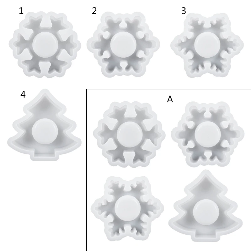 MXME 1/4x Christmas Silicone Mold Home Decoration Snowflake Candlestick Resin Molds