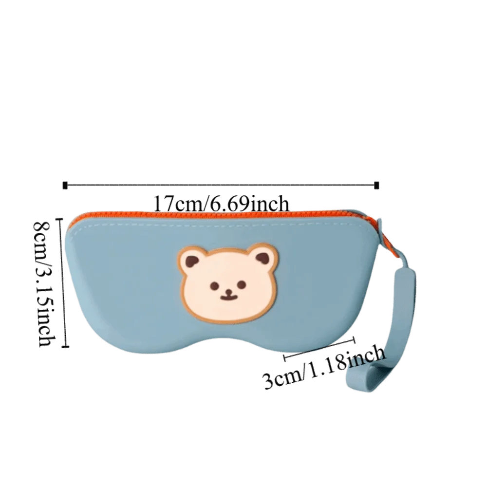 Waterproof Silicone Eyeglasses Case Cartoon Bear Multifunctional Small Items Bag Coin Purse Dustproof Sunglasses Pouch Travel