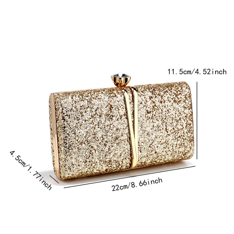 Metal Chain Evening Bags Sequined Prom Dinner Party Clutch Luxury Ladies Gift Mini Handbags For Wedding Party Female Handbags