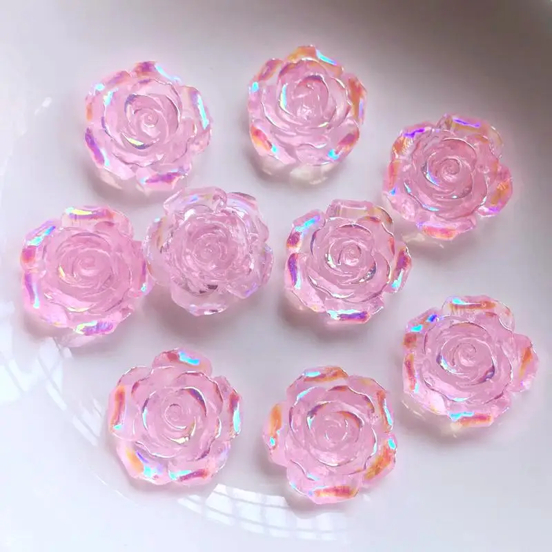 19mm&15mm&10mm AB Resin Shiny Clear candy color Rose Flatback Flower Rhinestone Gems Scrapbook Wedding Ornaments Applique Crafts