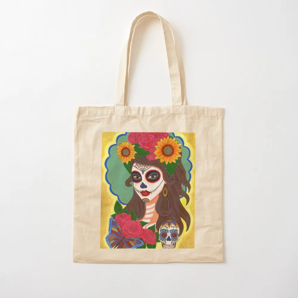 Sugar Skull Girl Tote Bag Eco bag shoping bag tote woman foldable reusable