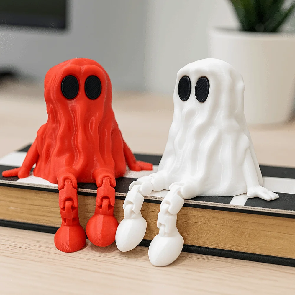 Cute Mini 3D Printed Ghost Ornament Hand-Painted Movable Joints Ghost Fidget PLA Ghost Joint Figurines Halloween Party Decor