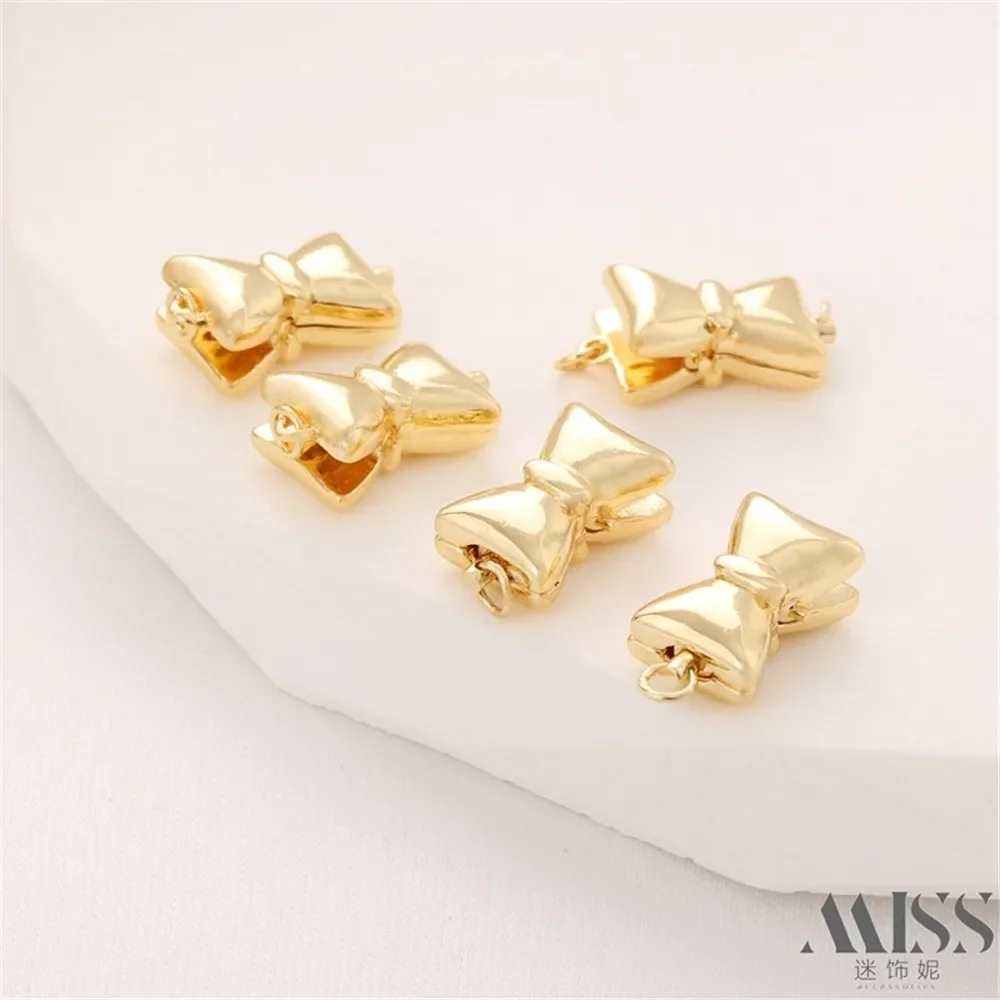 14K Gold-plated Anti Stripping Bow Magnetic Buckle Magnetic Suction Connection Buckle DIY Finishing Clip Handmade Jewelry Access