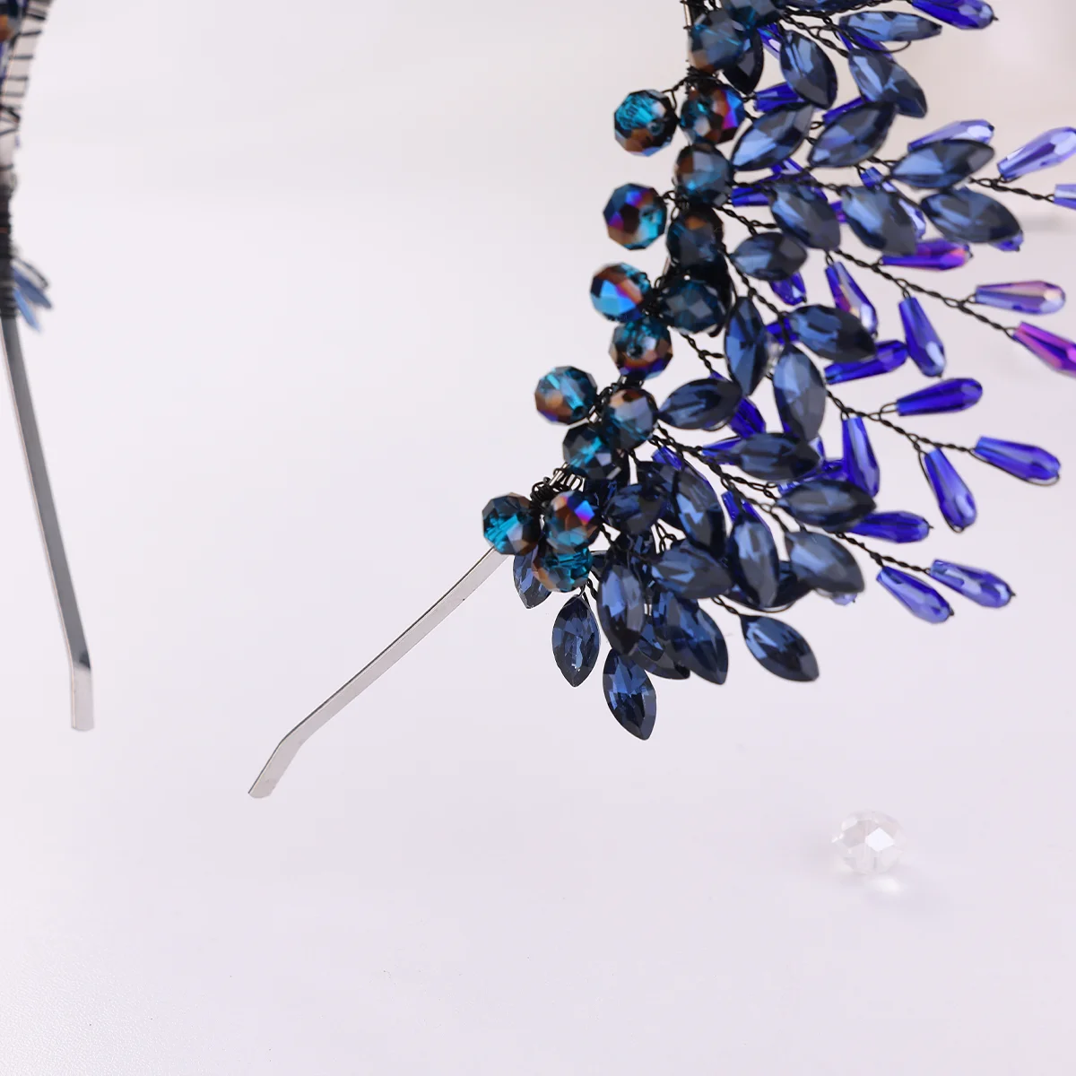Deep Blue Crystal Rhinestone Bridal Headbands Handmade Baroque Hairbands For Halloween Party Hair Accessories