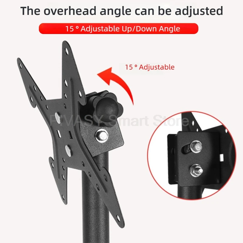 حامل أرضي للتلفزيون العالمي لشاشات 14-43 بوصة بدون حفر، حامل متحرك ثابت قابل للتعديل، ارتفاع سهل التركيب