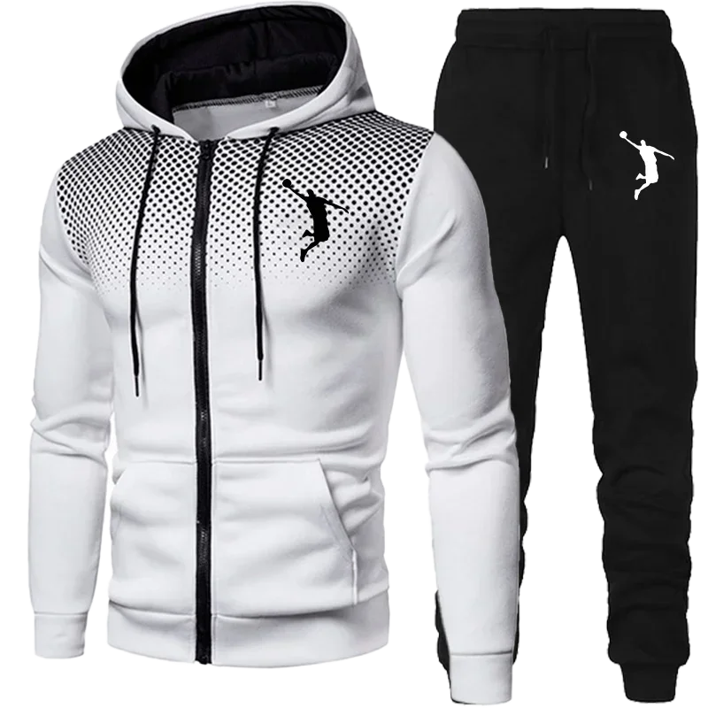 New in Sweatshirts for Men Winter Tracksuit Sets Spotted Sweatshirt Suit New Two Piece Male Set Man Clothes Mens Fashion Suits