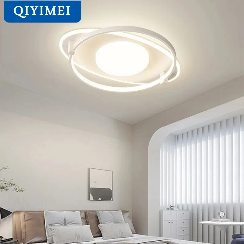 

QIYIMEI white round Modern Led Chandeliers For Living Room bedroom kitchen Ceiling Mounted Indoor Lighting Home Decor Lustres