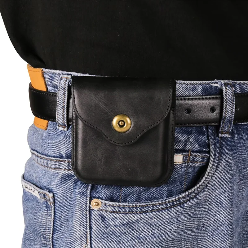 

Luxury Magnetic Button for Samsung Galaxy Z Flip 8 7 6 5 4 3 for Moto Razr 50 60 70 Ultra Leather Belt Protect Waist Bag Cover