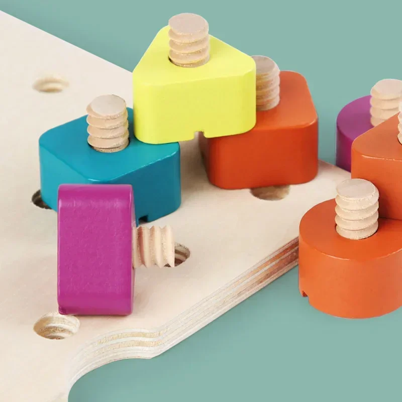 Kinder Holz Schraube Mutter Demontage Farbe Form Passenden Bausteine Spiel Montessori Pädagogisches Spielzeug Geschenk für Jungen