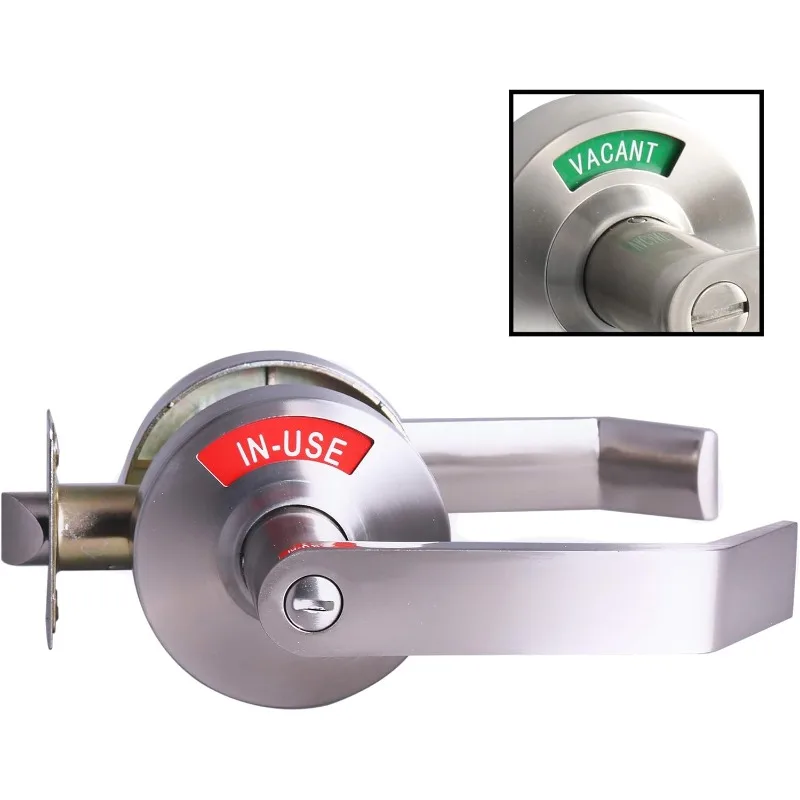 Bathroom Privacy Lever Lock with Large Indicator for Men Women Restroom Inuse or Vacant, ANSI Grade2 Commercial Grade, Perfect