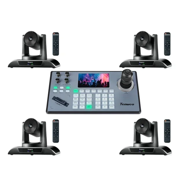 Live Streaming Conference Camera With 3x Optical Zoom PTZ Camera IP Controller With 4D Joystick Keyboard